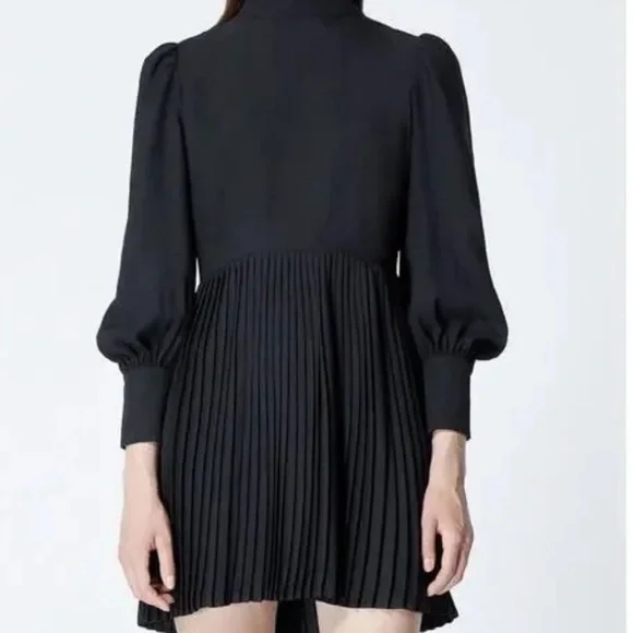 The Kooples Black Long Sleeve Pleated Dress - Picture 1 of 4